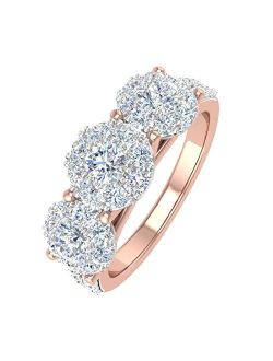 1 Carat 3-Stone Prong Set Diamond Engagement Ring in 10K Solid Gold - IGI Certified