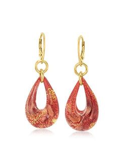 Italian Murano Glass Teardrop Earrings in 18kt Gold Over Sterling
