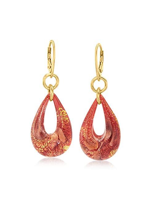 Ross-Simons Italian Murano Glass Teardrop Earrings in 18kt Gold Over Sterling