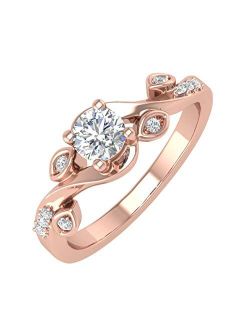 1/5 Carat Diamond Engagement Rings in 14K Gold (I1-I2 Clarity)