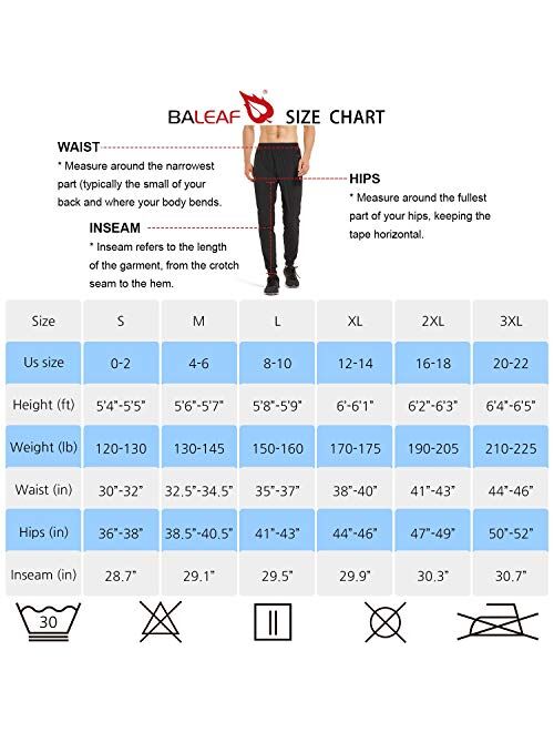 BALEAF Men's Joggers Pants Lightweight Running Workout Athletic Training Gym Quick Dry Tapered Jogger Zipper Pockets