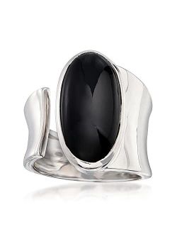 Black Onyx Wrap Ring in Sterling Silver