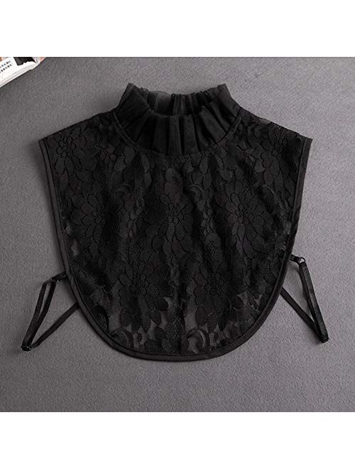 YAKEF Women Girls Lotus Leaf Stand Fake Collar Detachable Half Shirt Blouse Cotton Collar
