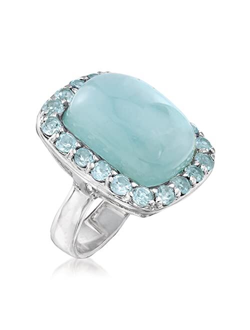 Ross-Simons 19.00 Carat Aquamarine and 2.60 ct. t.w. Sky Blue Topaz Ring in Sterling Silver