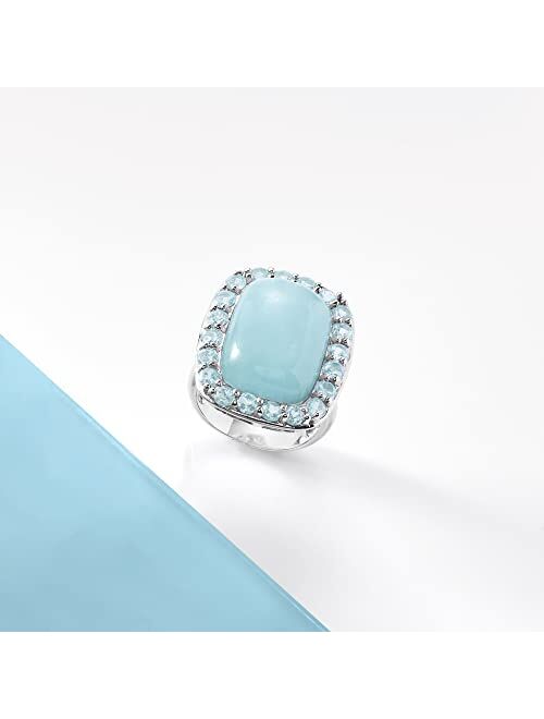 Ross-Simons 19.00 Carat Aquamarine and 2.60 ct. t.w. Sky Blue Topaz Ring in Sterling Silver