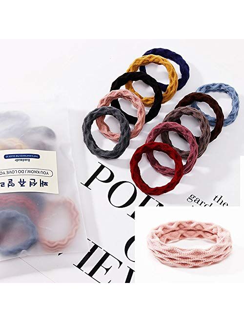 Wetopkim 30/60 Pcs Hair Ties, Non-Slip and Seamless Hair Bands for Thick Heavy and Curly Hair, Lightweight Highly Elastic and Stretchable