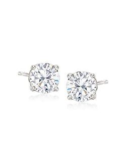 Round CZ Stud Earrings in 14kt White Gold