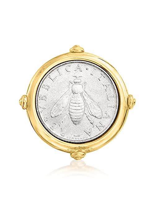 Ross-Simons Italian 18kt Gold Over Sterling Genuine Bumblebee 2-Lira Coin Ring