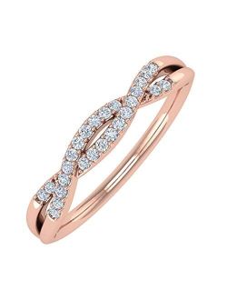 1/10 Carat (ctw) 10K Gold Round Diamond Ladies Swirl Stackable Anniversary Ring (I1-I2 Clarity)