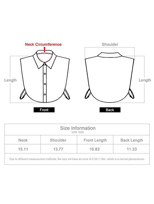 AORAEM Faux Pointed Half Shirts 2Pcs False Collar Without Sleeve Detachable Collar Blouse for Women