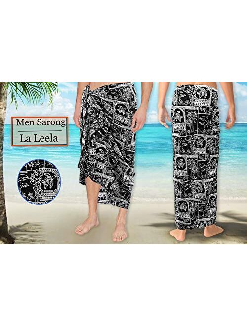 LA LEELA Men's Swim Trunk Swimwear Sarong Beach Wrap