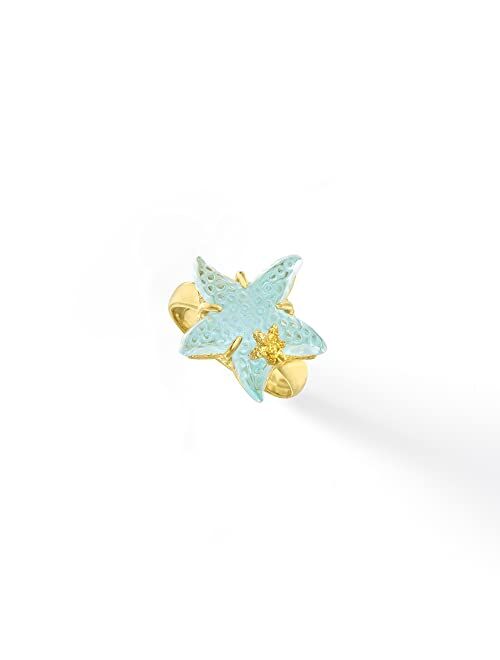 Ross-Simons Italian Tagliamonte 16mm Blue Venetian Glass Starfish Ring in 18kt Gold Over Sterling