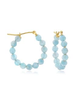 9.60 ct. t.w. Aquamarine Bead Hoop Earrings in 14kt Yellow Gold
