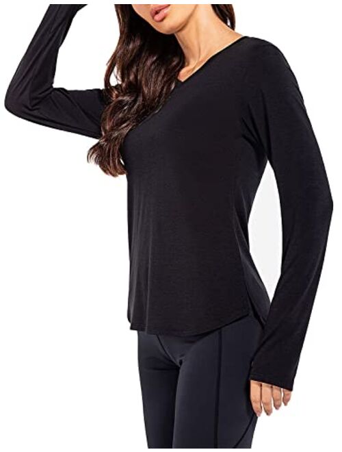 BALEAF Women's Long Sleeve UPF 50+ Shirts Tunic Tops for Leggings V-Neck Casual Blouses Shirts Quick Dry for Hiking Work