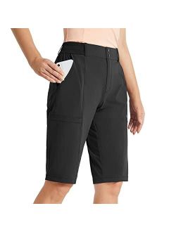 Bermuda Shorts for Women 13" Hiking Long Shorts Knee Length Quick Dry High Waisteded Stretch Water Resistant for Golf