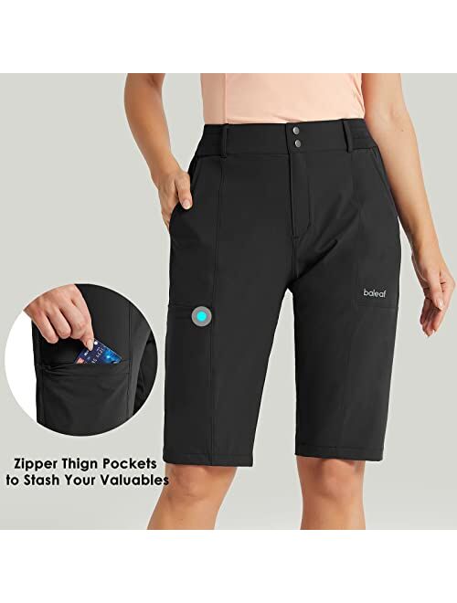 BALEAF Bermuda Shorts for Women 13" Hiking Long Shorts Knee Length Quick Dry High Waisteded Stretch Water Resistant for Golf