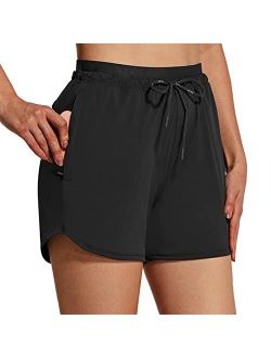 Women's Hiking Shorts 4" Quick Dry with Zip Pockets Summer Running Athletic Stretch Active Workout Gym