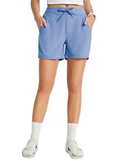 Women's 5" Hiking Shorts Summer Quick Dry Elastic Waist Athletic Running Short with Pockets