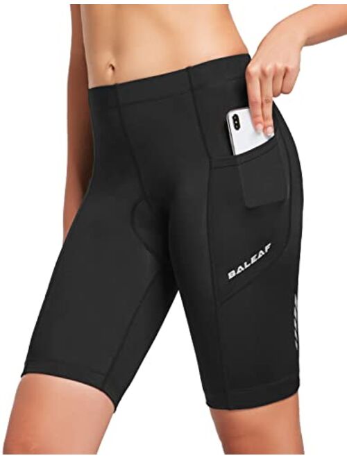 BALEAF Womens Bike Shorts 3D Padded Pocket Cycling Spinning Shorts Mountain Biking Bicycle Gel UPF 50+
