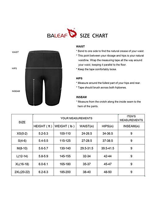 BALEAF Womens Bike Shorts 3D Padded Pocket Cycling Spinning Shorts Mountain Biking Bicycle Gel UPF 50+