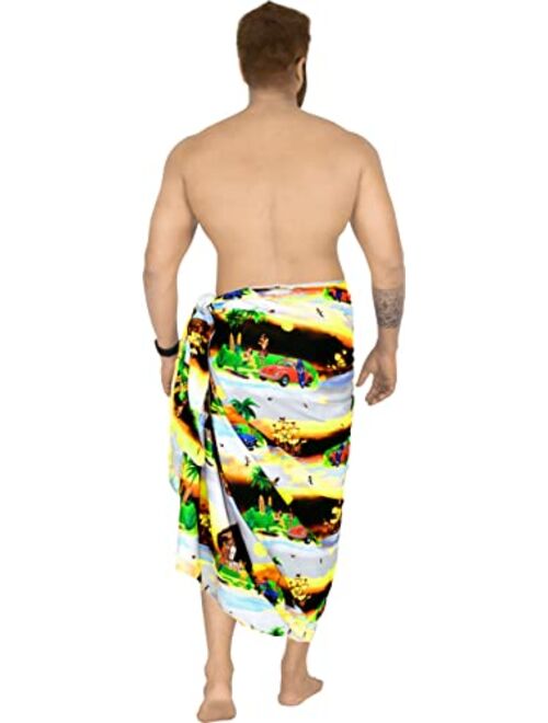 LA LEELA Men's Regular Swimsuits Sarong Full Pareo Wrap