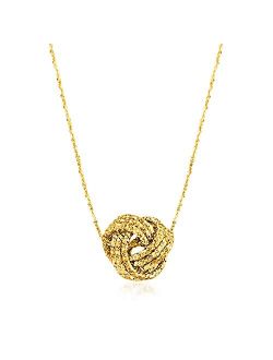 Italian 14kt Yellow Gold Textured Love Knot Pendant Necklace