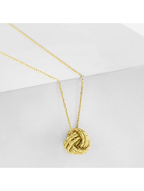 Ross-Simons Italian 14kt Yellow Gold Textured Love Knot Pendant Necklace
