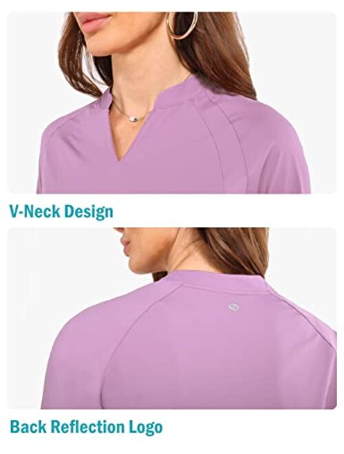 BALEAF Women's Blouse V-Neck Tunic Nylon Dressy Tops 3/4 Sleeve Shirts Casual Regular Fit