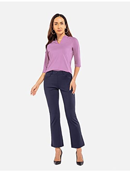 BALEAF Women's Blouse V-Neck Tunic Nylon Dressy Tops 3/4 Sleeve Shirts Casual Regular Fit