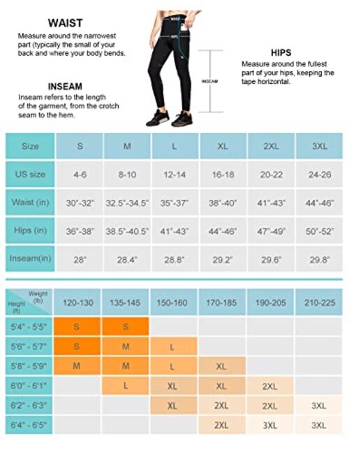 BALEAF Men's Thermal Fleece Running Tights Water Resistant Pockets Cycling Pants Winter Cold Weather Outdoor