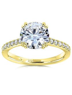 Forever One Moissanite and Lab Grown Diamond Engagement Ring 2 1/10 CTW 14k Yellow Gold (DEF/VS)