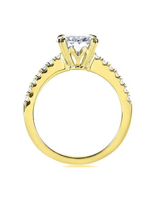 Kobelli Forever One Moissanite and Lab Grown Diamond Engagement Ring 2 1/10 CTW 14k Yellow Gold (DEF/VS)