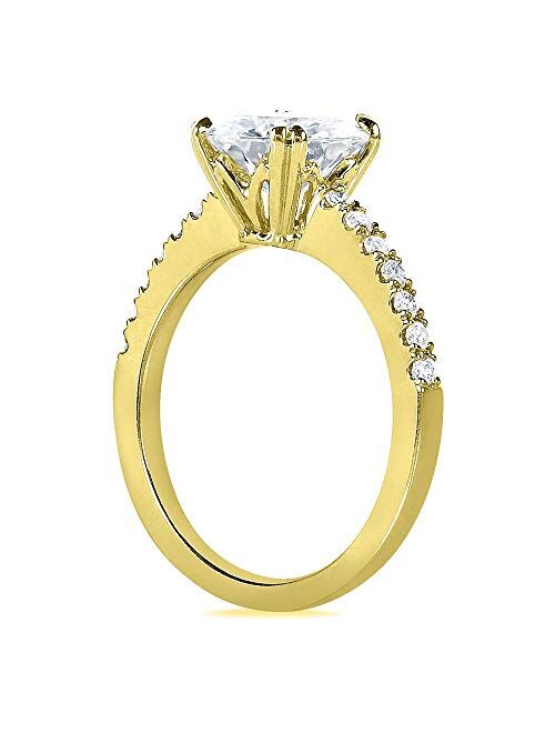 Kobelli Forever One Moissanite and Lab Grown Diamond Engagement Ring 2 1/10 CTW 14k Yellow Gold (DEF/VS)