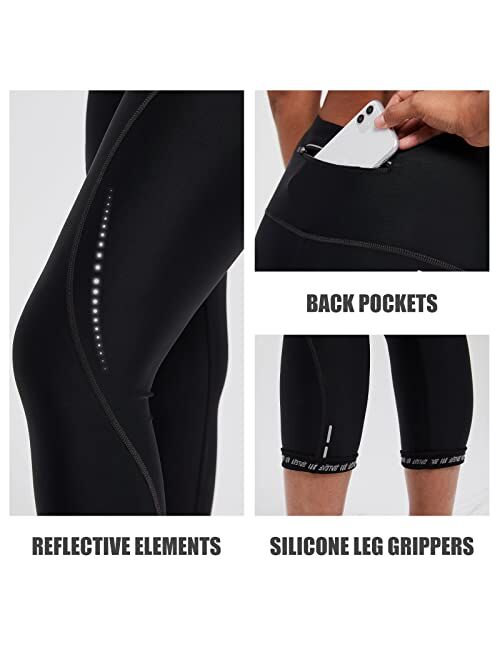 BALEAF Women's Bike Pants High Waist 4D Padded Cycling Capris Shorts 3/4 Biking Tights Pockets UPF50+
