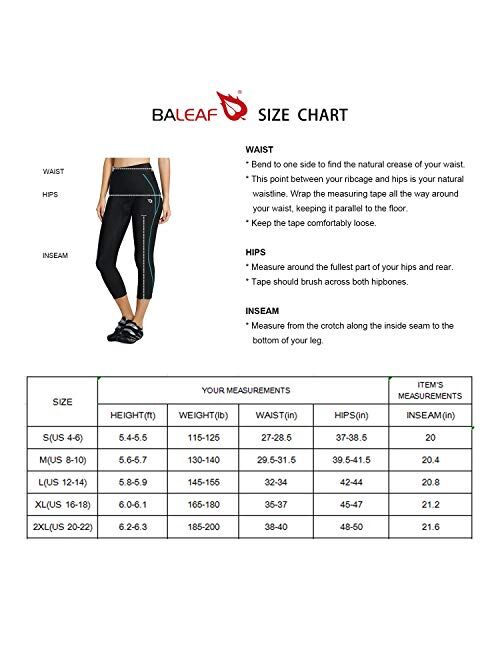 BALEAF Women's Bike Shorts 3D Padded High Waist Cycling Pants Capris Biking Tights Breathable 3/4 Spin UPF 50+