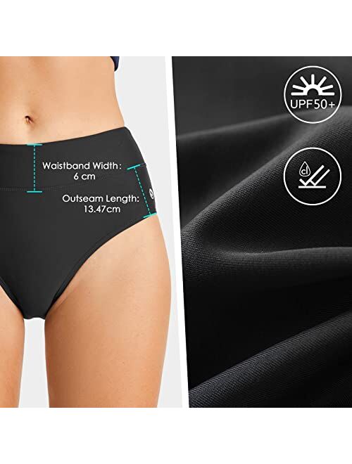 BALEAF Women's Modest Bikini Bottom High Waisted Swim Bottoms Full Coverage Bathing Suit Bottom