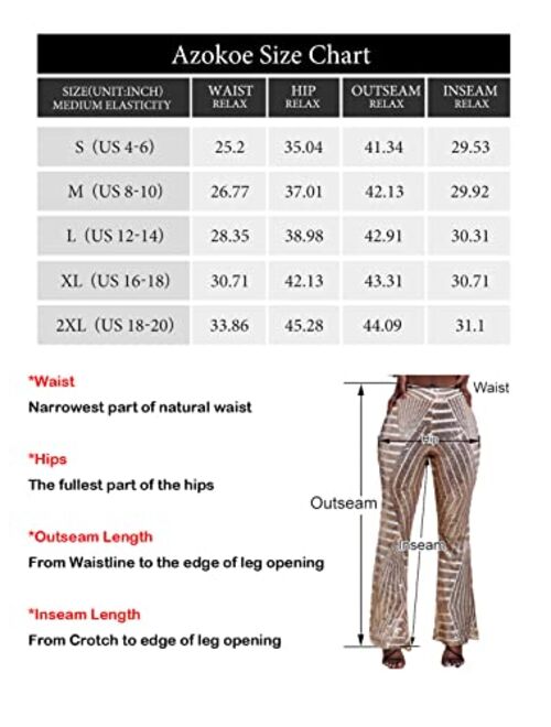 AZOKOE Women High Waist Wide Leg Palazzo Lounge Pants Sequin Bell Bottoms Trousers