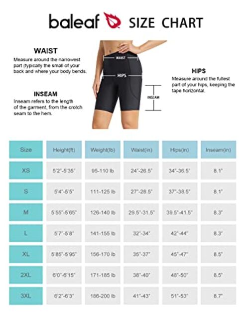 BALEAF Women's 8" High Waisted Swim Board Shorts with Built-in Liner and Pockets
