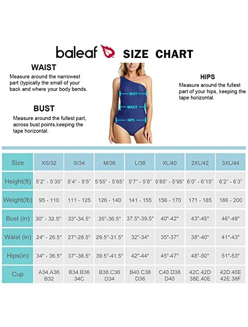 BALEAF Women's Ruched One Shoulder Swimsuit One Piece Modest Bathing Suit for Tummy Control