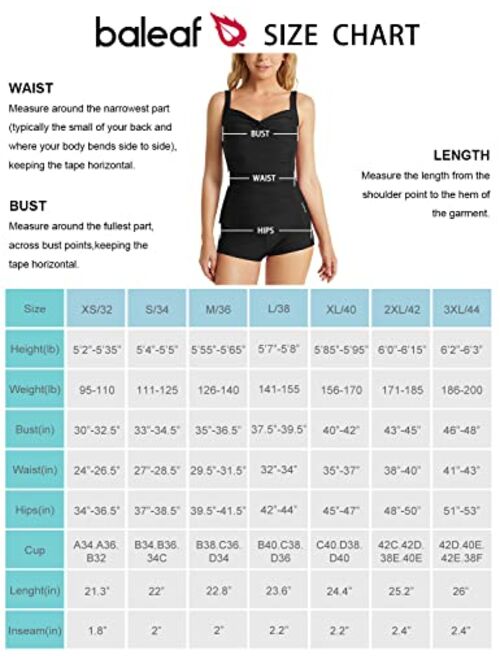 BALEAF Women's Tummy Control Tankini Swimsuits with Boy Shorts Modest Ruched Bathing Suits Full Coverage