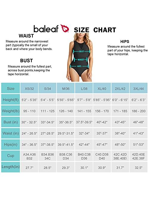 BALEAF Women's Mesh One Piece Swimsuit Modest Bathing Suit Full Coverage High Neck