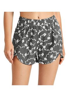 Women's 3.5" Quick Dry Summer Floral Swim Trunks UPF 50+ Beach Boardshorts with Zip Pockets
