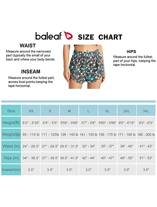 BALEAF Women's 3.5" Quick Dry Summer Floral Swim Trunks UPF 50+ Beach Boardshorts with Zip Pockets