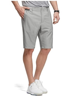 Men's 10" Golf Shorts Stretch Dress Shorts Chino Flat Front Quick Dry Lightweight Casual with Pockets