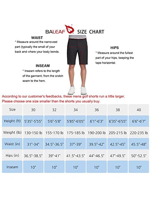 BALEAF Men's 10" Golf Shorts Stretch Dress Shorts Chino Flat Front Quick Dry Lightweight Casual with Pockets
