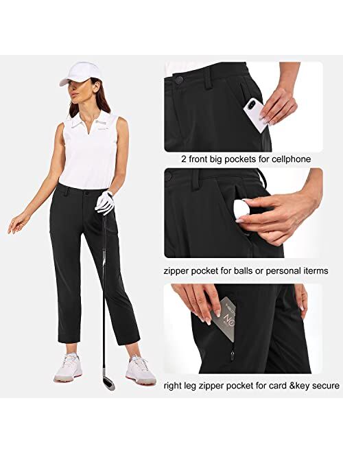 BALEAF Women's Golf Pants Stretch Lightweight Quick Dry Water Resistant Work Pants with Zipper Pocket