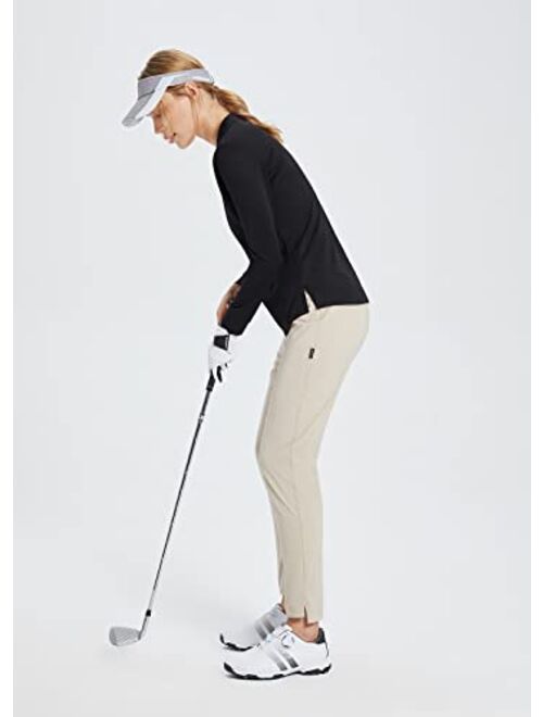 BALEAF Women's Long Sleeve Golf Shirts UPF 50+ V-Neck Sun Protection Shirts Quick Dry Tennis Performance Shirt