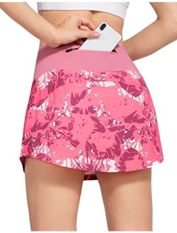 Women's Tennis Skirts High Waisted Athletic Skort Skirts Golf Running Skirts with Zipper Pocket