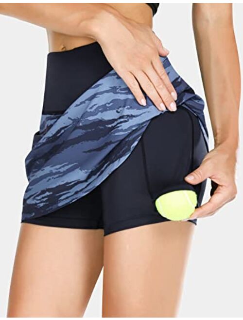 BALEAF Women's Tennis Skirts High Waisted Athletic Skort Skirts Golf Running Skirts with Zipper Pocket