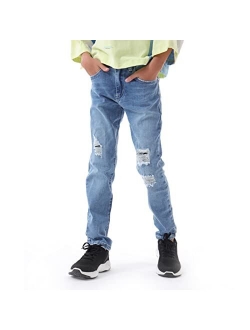 AILILEKE Boy's Pant Jeans Denim Childen's Straight Leg Slim Jeans Ripped Trucker Jeans